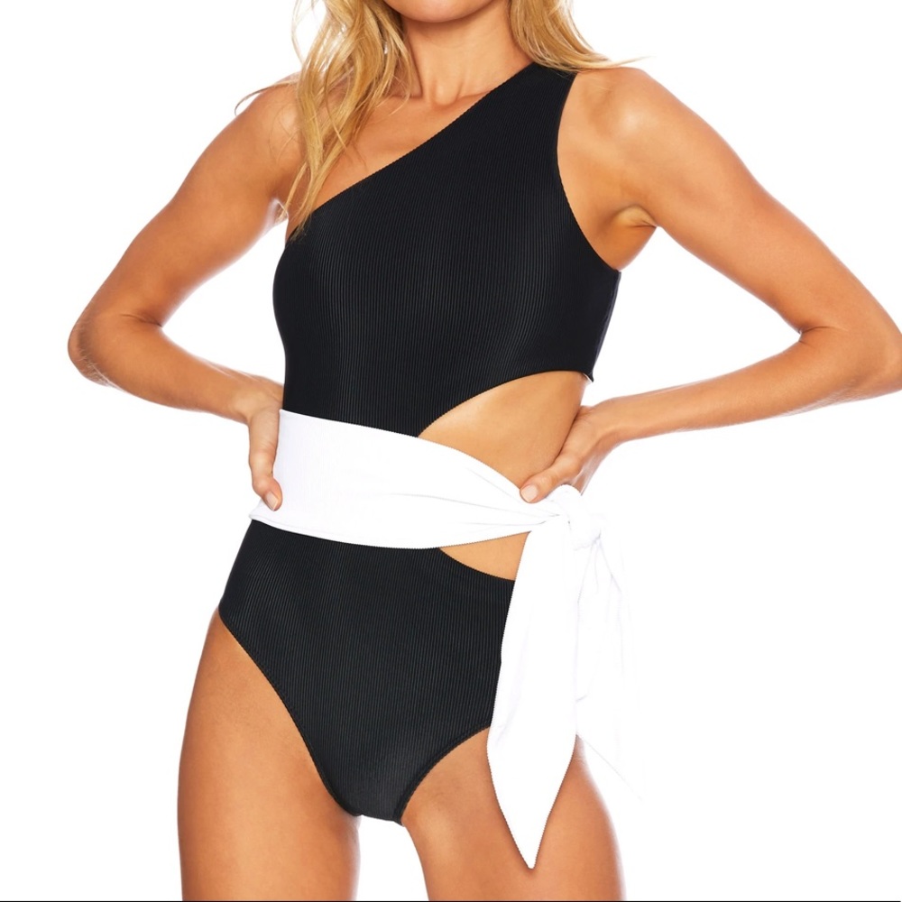 Beach Riot Black and White One Shoulder One Piece